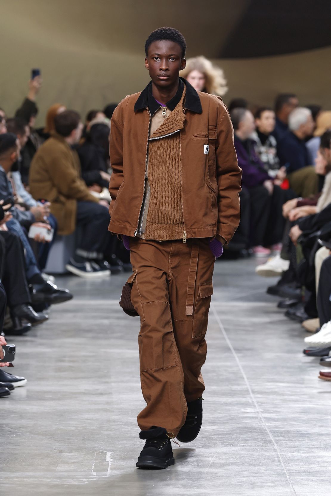 Sacai designer Chitose Abe took a utilitarian approach as she presented co-branded pieces with Carhartt.